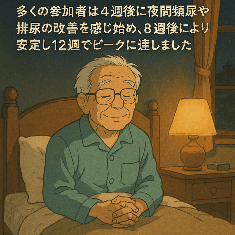 男性健康新救星!7種研究實證南瓜籽油功效,連夜尿都改善了? 6 根據《Evidence-Based Complementary and Alternative Medicine》刊載的臨床研究中,使用南瓜籽油,多數參與者在4週後才開始感覺夜尿、排尿改善,效果在8週後更穩定,持續12週達到高峰。