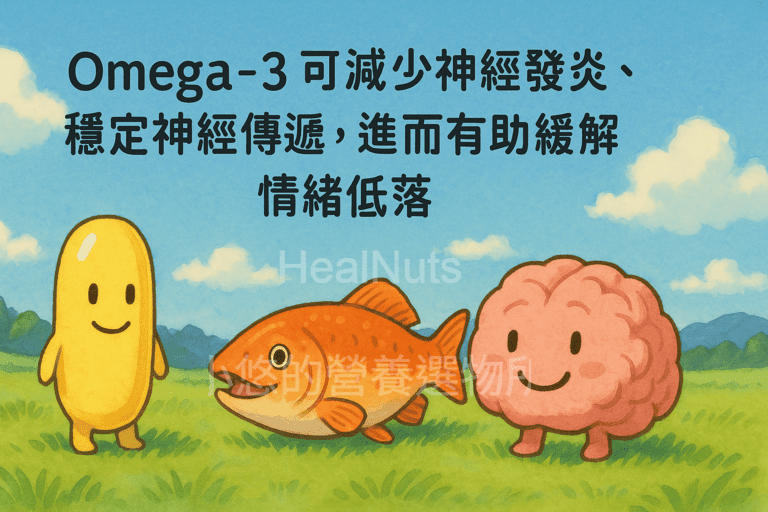 Omega-3 可減少神經發炎、穩定神經傳遞，進而有助緩解情緒低落。