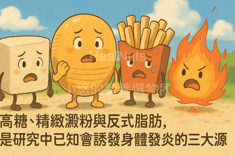 高糖、精緻澱粉與反式脂肪，是研究中已知會誘發身體發炎的三大來源。