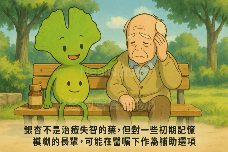 銀杏不是治療失智的藥，但針對一些初期記憶模糊的長輩，可能在醫囑下作為輔助選項。